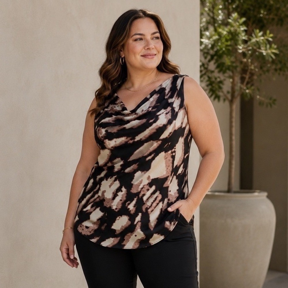 Nic + Zoe Size 2X Spring Shadow Cowl Neck Tank NWT
